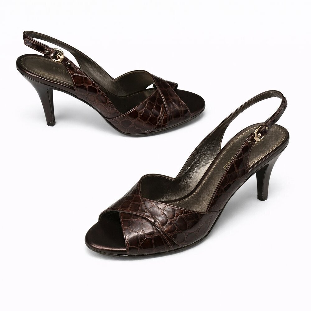 LIZ CLAIBORNE Brooke Brown Leather Sandals Sz 6.5M